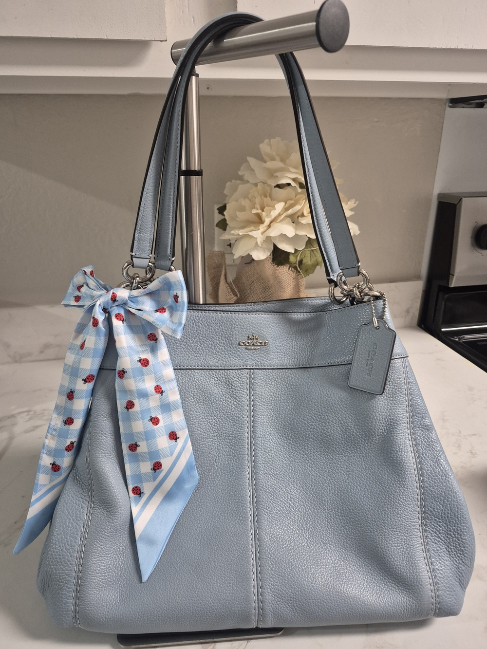 NWT Coach Lexy Pebble Leather Shoulder Bag in Light Blue